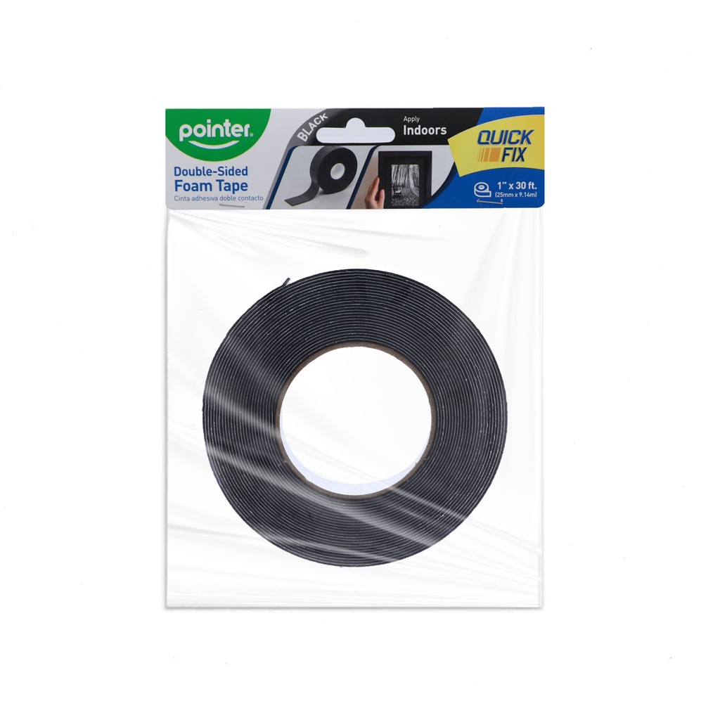 DOUBLE-SIDED FOAM TAPE, BLACK, 1" X 33FT, 1 ROLL