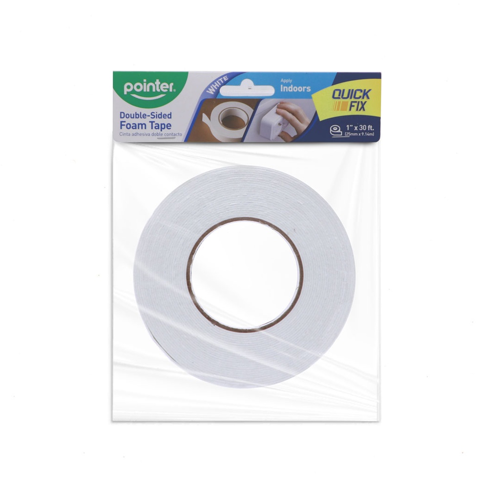 DOUBLE-SIDED FOAM TAPE WHITE 1"X33FT, 1 ROLL