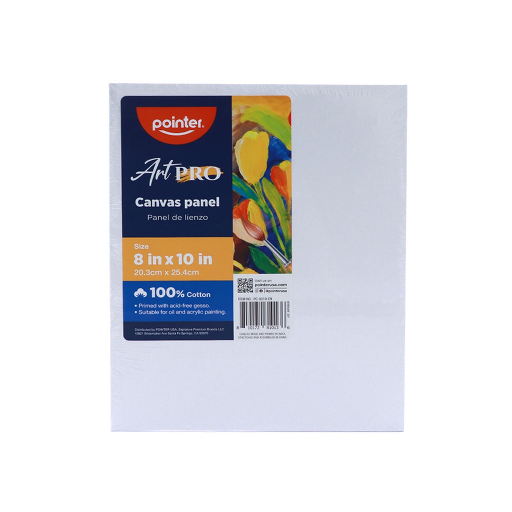 CANVAS PANEL, 8X10", 100% COTTON, PACK OF 12 PCS