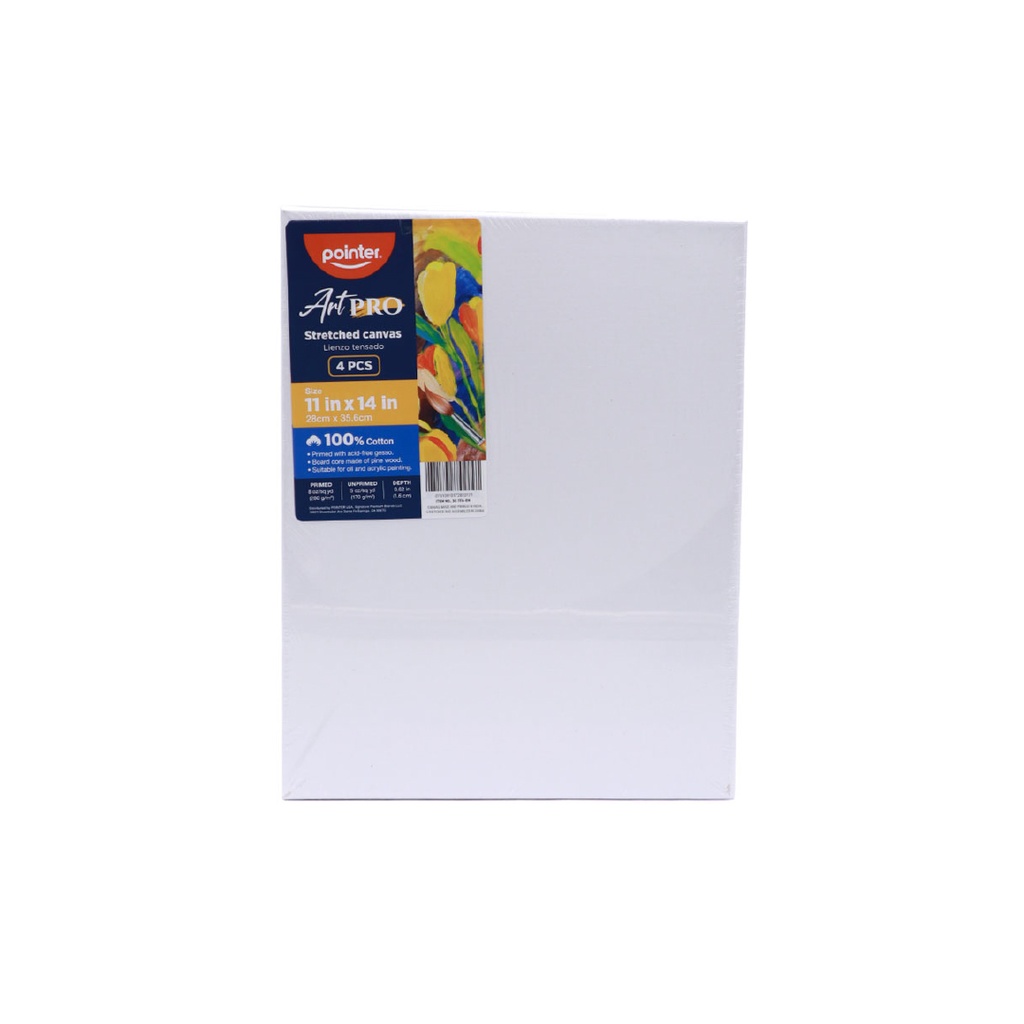 CANVAS, STRETCHED, 11X14", 100% COTTON, 280 G/M² , PACK OF 4 PIECES